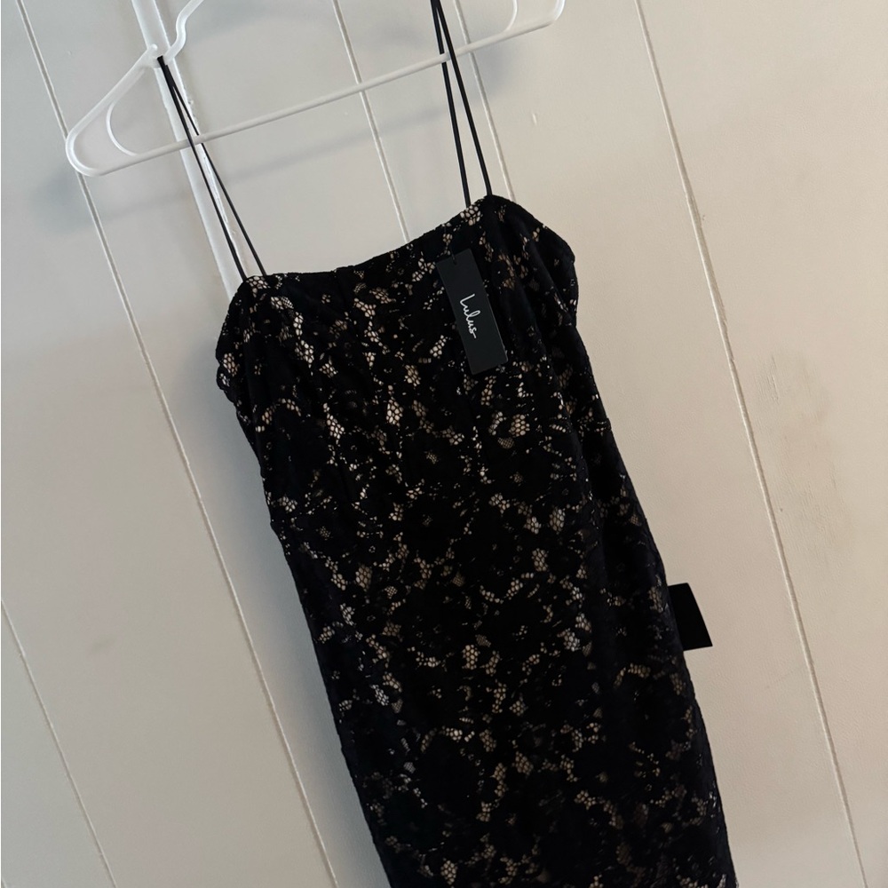 Lulu's Black and Cream Lace Dress